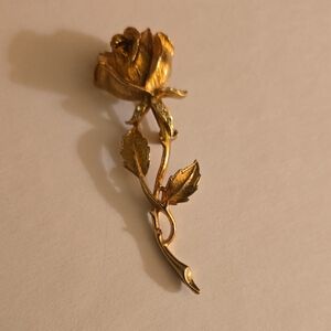 Gold Rose Brooch Pin